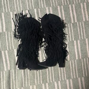 Fringe Black Women's Boots 7.5